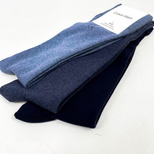 Calvin Klein 701234208 Mens Short Socks, Denim, Cotton, 3-Pack, Size 43–46