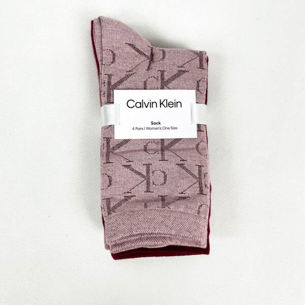 Calvin Klein 70123566 Womens Socks One Size Berry Red Combo 4-Pack Material Mix