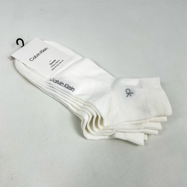 Calvin Klein Mens Short Socks, Size 39–42, White, 3-Pack, Cotton, 701234209