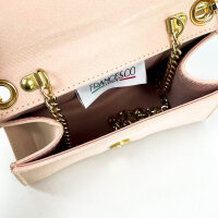 Francesco Italy BG016 Damen-Pochette, Rosa, Strassgriff & Goldkette, Pelle,  18 x 12 x 7 cm, BG016 SC/TVR