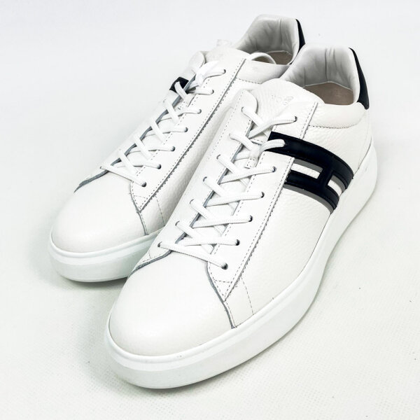Hogan H580 Lace-Up H Profile Mens Sneaker, EU 42.5, White, Leather