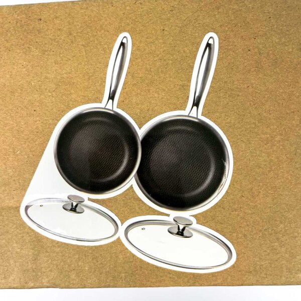 Innerwell JS005, 2-piece frying pan set, 24/28 cm, stainless steel with lids, non-stick, induction compatible, PFOA-free