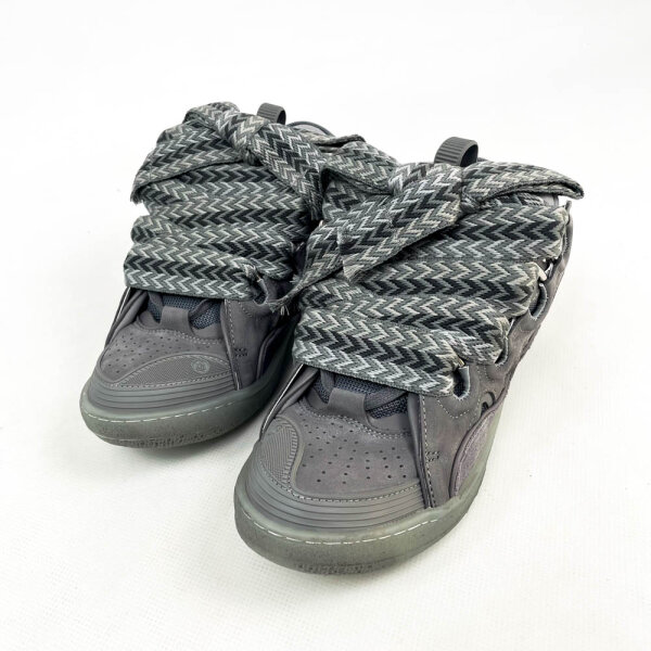 Lanvin Curb Mens Sneaker, EU 42, Grey, Leather, FW-SKDK00-NASH-A20