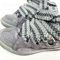 Lanvin Curb Mens Sneaker, EU 42, Grey, Leather, FW-SKDK00-NASH-A20