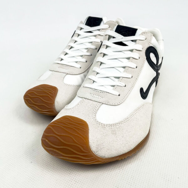 Loewe Ballet Runner 2.0 Mens Sneakers, EU 44, White/Black, Nylon & Suede, LLBR282X01