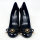 Versace Opera Bow womens pumps, EU 37, 85 mm, black/gold, patent leather