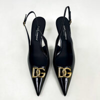 Dolce & Gabbana Lollo Womens Slingback Pumps, EU 42, Black, Calfskin Leather, CG0894A103780999