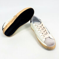 Golden Goose Super-Star Womens Sneakers, EU 39, White, Silver/Black Glitter Heel, Leather