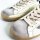 Golden Goose Super-Star Womens Sneakers, EU 39, White, Silver/Black Glitter Heel, Leather