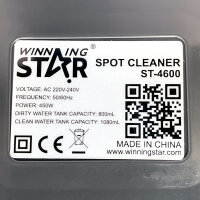 Winning Star ST-4600, upholstery and carpet cleaner, 450 W, water tanks 1080 ml + 800 ml