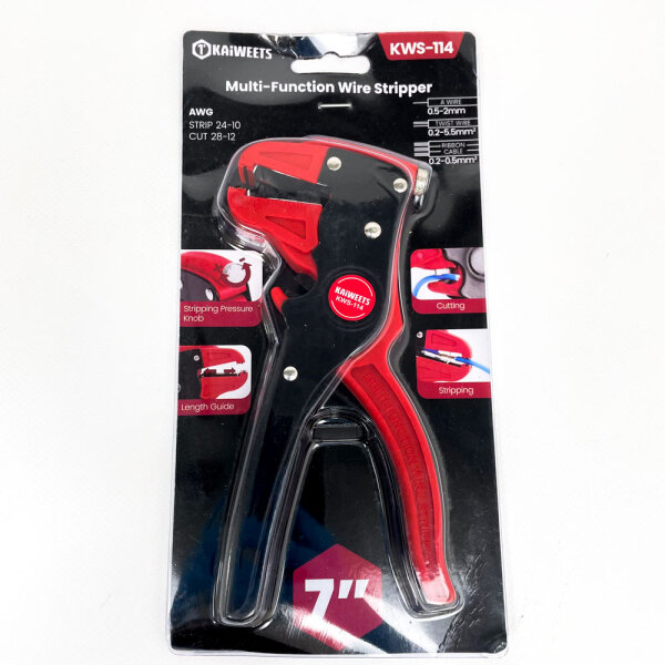 KAIWEETS KWS-114 Automatic Wire Stripper and Cutter 2-in-1, Adjustable 24–10 AWG (0.2–5.5 mm²)