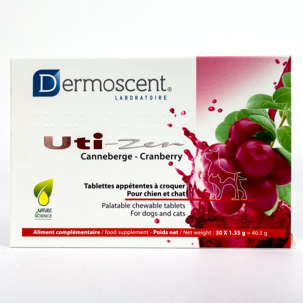 Dermoscent Uti-Zen Cranberry, chewable tablets for dogs and cats, 30 tablets, expiry date 08.2027