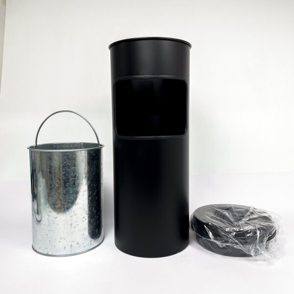 V-Parts VB 150195, Ashtray/Wastebasket with Extinguisher, 30 Liters, Black