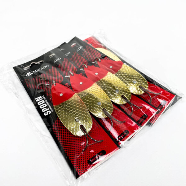 Mikado Krautblinker Hecht Barsch Blinker, 7,6 cm, 18 g, Gold Hakenschutz, PMB-WPI-18G