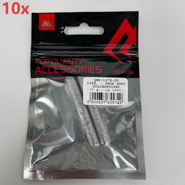 10x Mikado 25 g, 2 Stück pro pack, Drop Shot Angelblei, OMC-1272-25