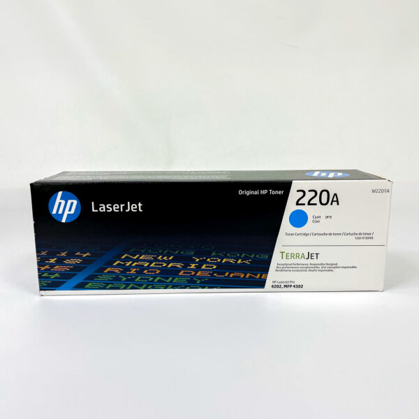 HP 220A W2201A Original LaserJet Toner, Cyan, 2000 pages, for LaserJet Pro 4202 MFP 4302