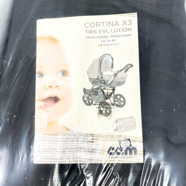 CAM Cortina X3 3-in-1 combination stroller, infant car seat, footmuff, changing bag
