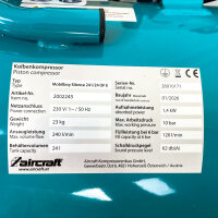 Aircraft Mobilboy Silence 241/24 OF E Kolbenkompressor, 24 l, 10 bar, ölfrei