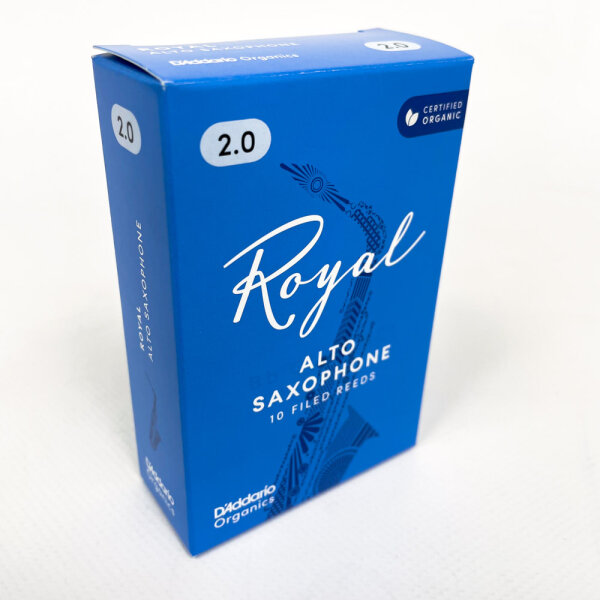 DAddario Organics Royal Alto Saxophone Reeds, 10 count, Reed Strength, RJB1020, 2.0