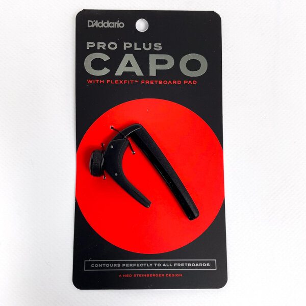 DAddario PW-CP-19 Guitar Capo, FlexFit Fretboard Pad, Black