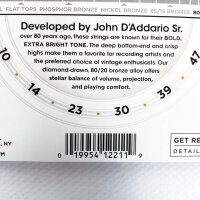 DAddario EJ10 strings, 80/20 Bronze, for Western guitars, Extra Light, gauge 10-47