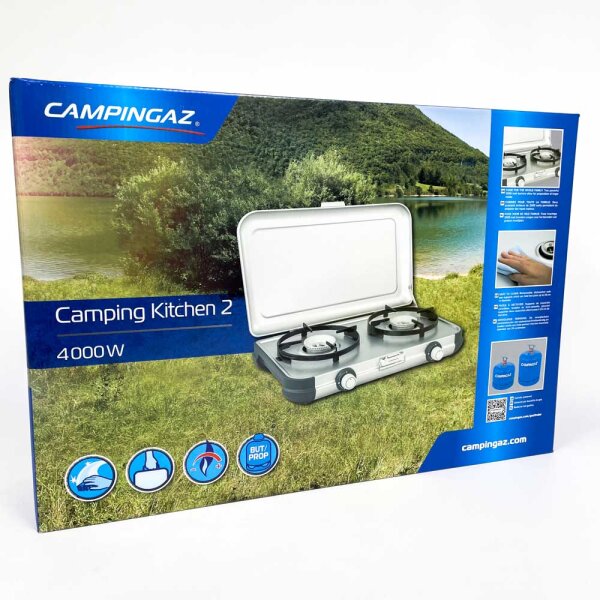 Campingaz 2000035521, Camping Kitchen 2, tragbarer Gaskocher, zwei Flammen, 4000 W