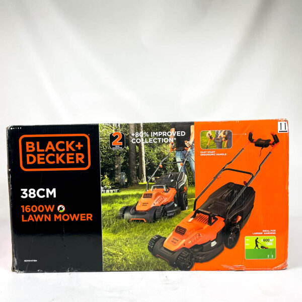 Black+Decker BEMW471BH-QS Elektro-Rasenmäher, 6 Schnitthöhen, 1600 Watt, Orange, 38 cm