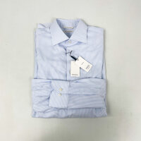 Suitsupply Mens Tailored Fit Shirt, EU 41L, Light Blue, Striped, Cotton, H7002HYPE20