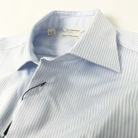 Suitsupply Mens Tailored Fit Shirt, EU 41L, Light Blue, Striped, Cotton, H7002HYPE20