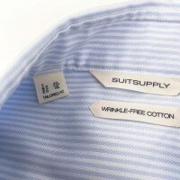 Suitsupply Mens Tailored Fit Shirt, EU 41L, Light Blue, Striped, Cotton, H7002HYPE20