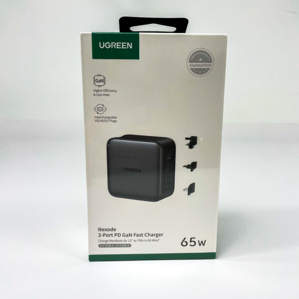 UGREEN Nexode 65W 3-Port GaN Travel Charger, EU/US/UK Plug – Fast Charger for Laptop, MacBook Air & iPhone 17 Pro Max, 90409