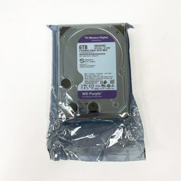 Western Digital WD64PURZ Surveillance Hard Drive 6TB, SATA III, 3.5 inch, SATA 6Gb/s SC HA520, purple