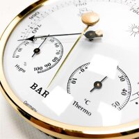 TFA Dostmann Analoge Wetterstation, mit Metallring, Barometer, Thermometer, Hygrometer, Gold, L 136 x B 43 x H 147 mm