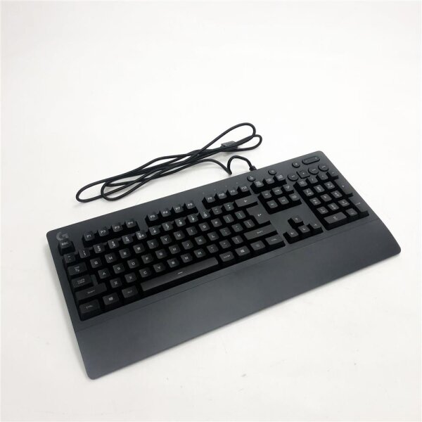 Logitech G213 Prodigy Gaming-Tastatur, RGB-Beleuchtung, Programmierbare G-Tasten, Multi-Media Bedienelemente, Integrierte Handballenauflage, Spritzwassergeschützt, QWERTY-Layout - Schwarz