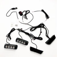 4 LED car flasy lights, joints 4PCS IP65 Waterproof 4 LED car flash light warning light emergency flashing lights with 18 flashing modes with 12V 24V universal for auto etc.