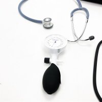 Riester Blutdruckmessgerät mit Stethoskop, Pumpball, rostfreier Edelstahl, schwarz