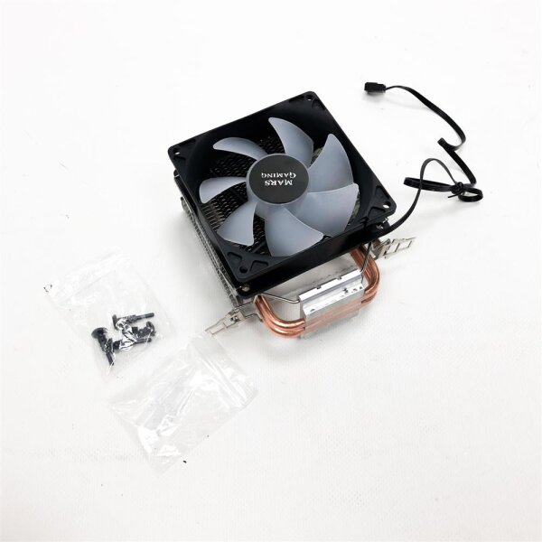 Marsgaming McPuarGB, RGB-CPU cooling body, 2x HCT heat pipes, TDP 130W, PWM Silent