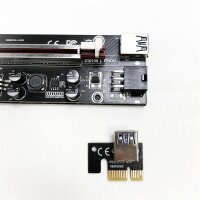 1 Stück BEYIMEI VER009S PCIE Riser 1X bis 16X GPU Riser Card, mit 0,6 m USB 3.0 Verlängerungskabel – 6PIN SATA Stromkabel – 8 Festkondensatoren – GPU Extender Adapter Board für Bitcoin Ethereum Mining ETH