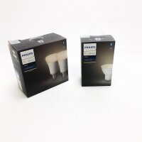 Philips Hue White E27 LED Lampe Doppelpack, dimmbar, warmweißes Licht + Philips Hue White GU10 LED [Energieklasse F]