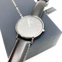 Daniel Wellington Classic Sheffield, black/silver watch, 36mm, leather, for women and men