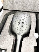 Duschsystem Schwarz Thermostat Duschset Regendusche mit Überkopfbrause und 3 Funktion Handbrause,Höhen Einstellbar,PHASAT SB04