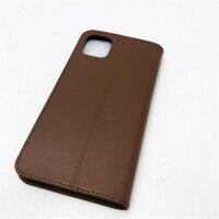 Lucrin - Wallet Case kompatibel mit iPhone 11 Pro Max - Cognac - Echtes Leder