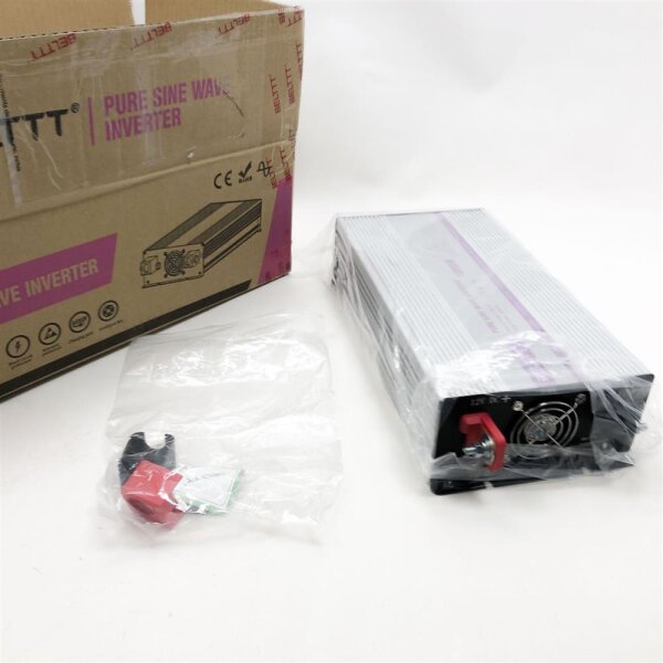 BELTTT Reiner Sinus Wechselrichter Spannungswandler mit LED Display, 2 USB Anschlüsse und EU Steckdose Umwandler Inverter Konverter für Fahrzeug Solar Hause Schiffe (1000W/12V)