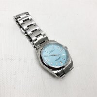BUREI Watch Mens Elegant Analogue Quartz Watch for Men with Stainless Steel Strap 42 MM Round Wrist Watch Blue Dial