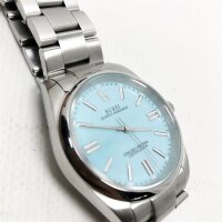 BUREI Watch Mens Elegant Analogue Quartz Watch for Men with Stainless Steel Strap 42 MM Round Wrist Watch Blue Dial