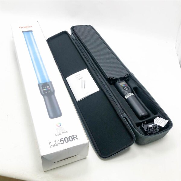 Godox LC500R video lamp RGB LED light stick, light 3300K-5600K bicolor CRI 96, TLCI 98, 360° full color and 14 FX light effects with integrated lithium battery