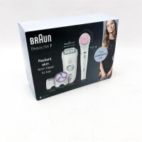 Braun Silk-épil Professional Beauty Set 7-895 6-in-1 wireless wet & dry hair removal, epilator, razor, peeling and cleaning for face and body, white/silver