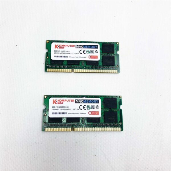 Komputerbay MACMEMORY 16GB (2x8GB RAM) PC3-10600 DDR3 1333MHz NON ECC 1.35/1.5V