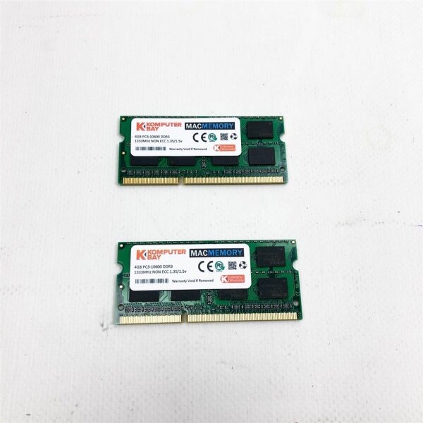 Komputerbay MACMEMORY 8GB (2x4GB RAM) PC3-10600 DDR3 1333MHz NON ECC 1.35/1.5V