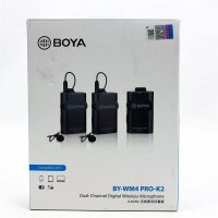 BOYA by-WM4 Pro K2 Tragbares 2,4-G-Funkmikrofonsystem (Zwei Sender + EIN Empfänger) mit Hartschalenetui für DSLR-Kamera-Camcorder Smartphone-PC Tablet-Sound Audio-Aufnahme Interview